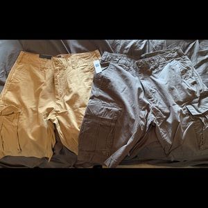 Khaki cargo style shorts